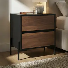 JUST HOME COLLECTION - Velador 2 Cajón(es) Kalmar 52x55x35 cm Café/Negro