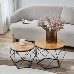 JUST HOME COLLECTION - Set 2 Mesas Auxiliar Negro 50x50x40 cm