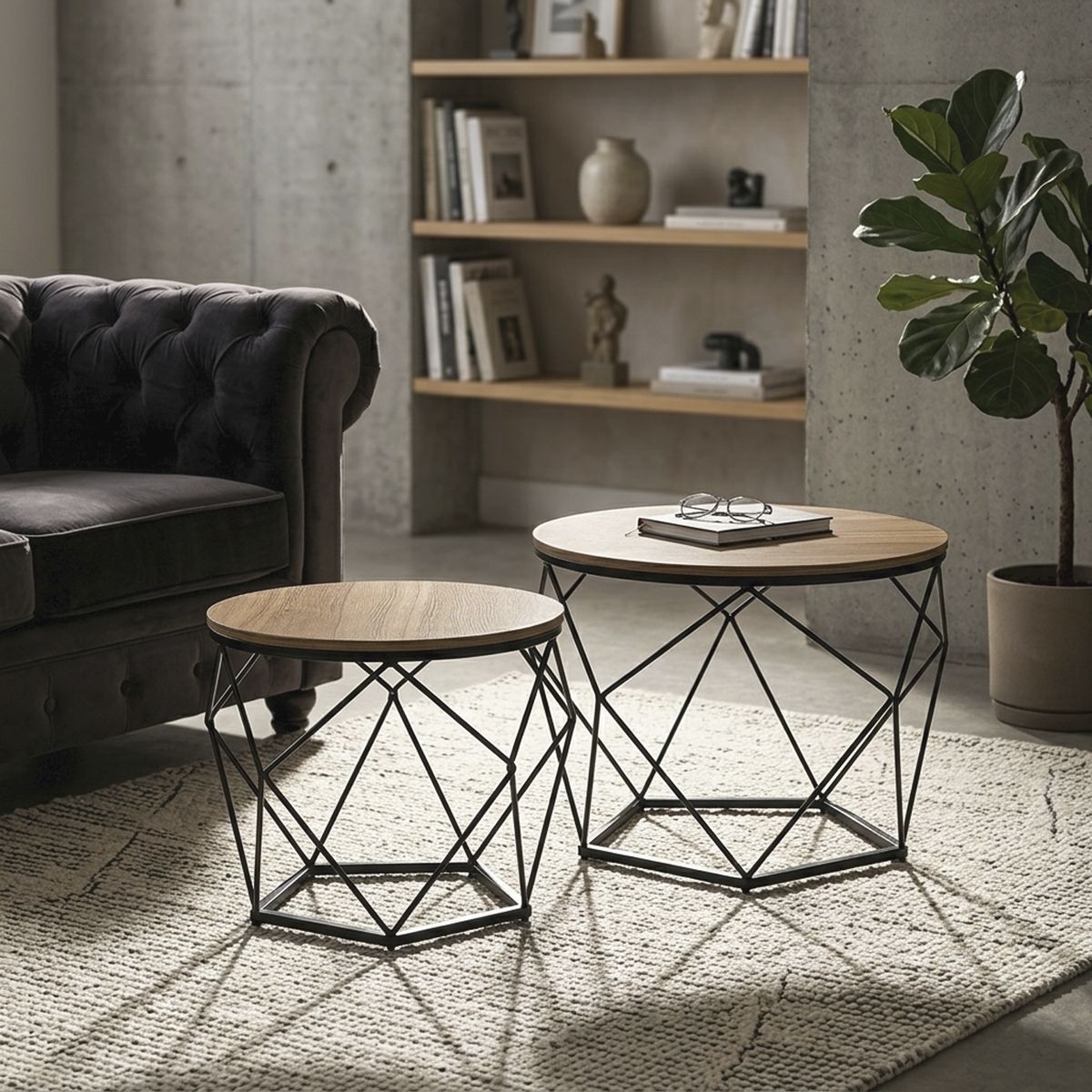 Set 2 Mesas Auxiliar Negro 50x50x40 cm, marca JUST HOME COLLECTION - Foto Principal