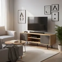 Mesa TV 65 "" Berlin Café/Gris 140x50x40 cm