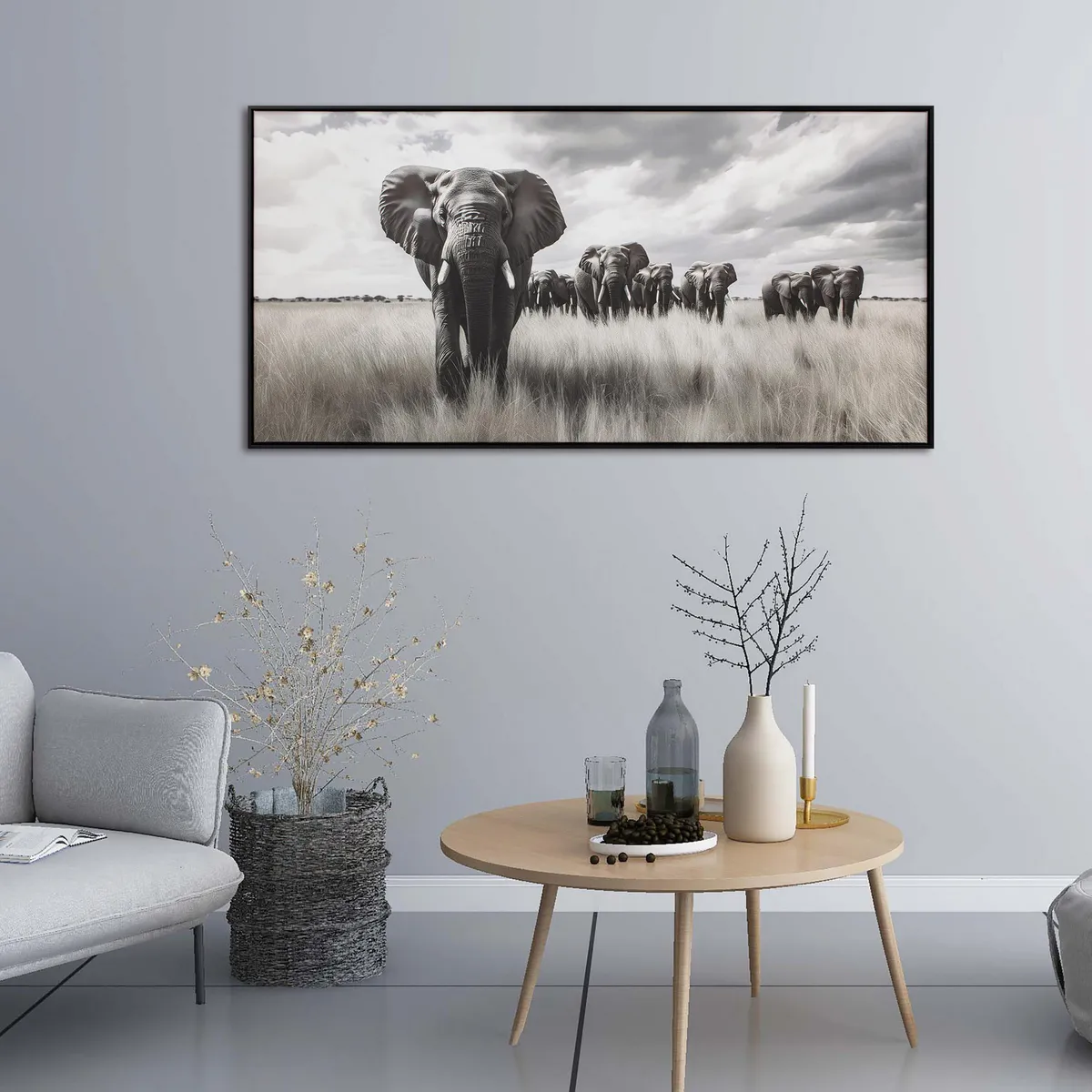 JUST HOME COLLECTION - Cuadro Elefantes 120x60 cm