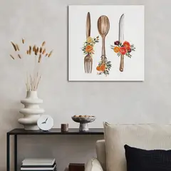 JUST HOME COLLECTION - Cuadro Utensilios Flor 40x40 cm