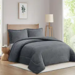 JUST HOME COLLECTION - Plumón Sherpa Urbano Liso 1,5P / 2P / K Gris