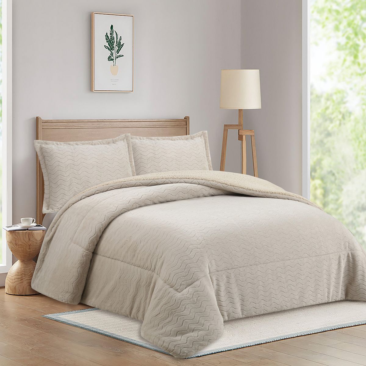 JUST HOME COLLECTION - Plumón Sherpa Clásico Liso 1,5P / 2P / K Crudo