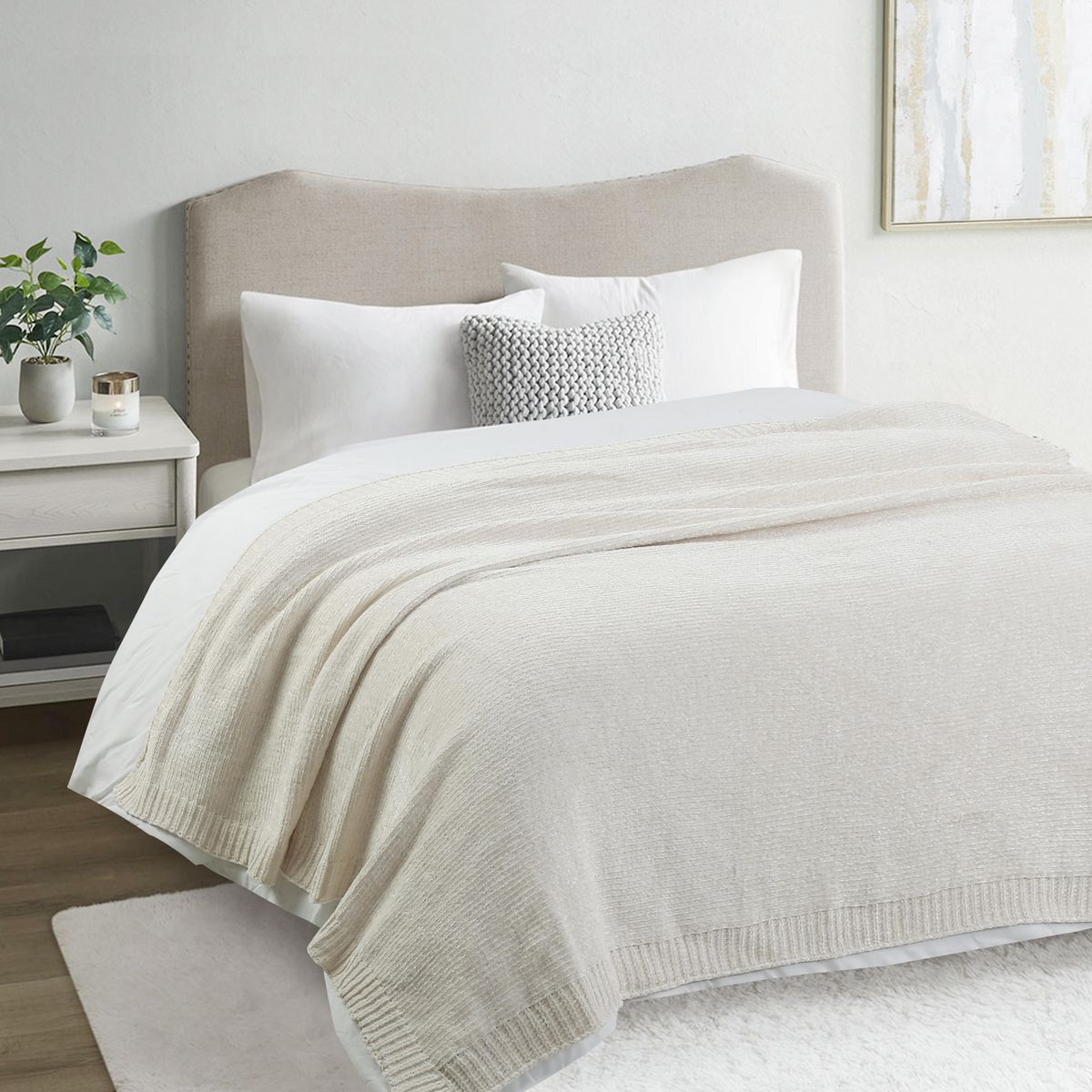 JUST HOME COLLECTION - Manta Piecera Tejida 130X160 cm Marfil