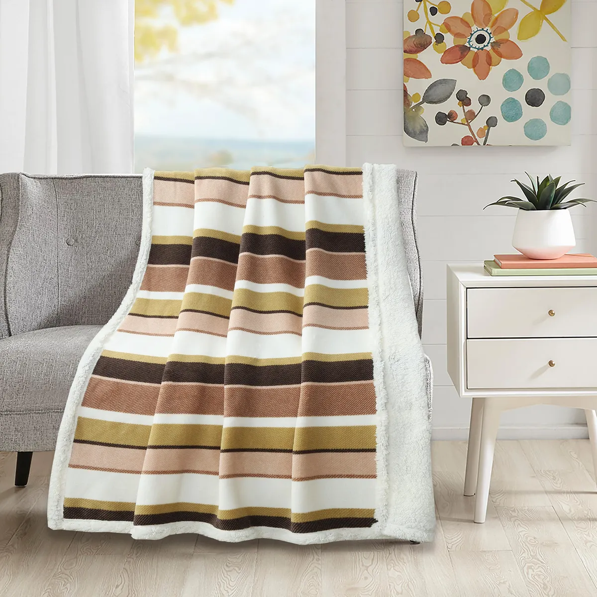JUST HOME COLLECTION - Manta Sherpa  Chiporro Coral 125X150 Cuadrillé