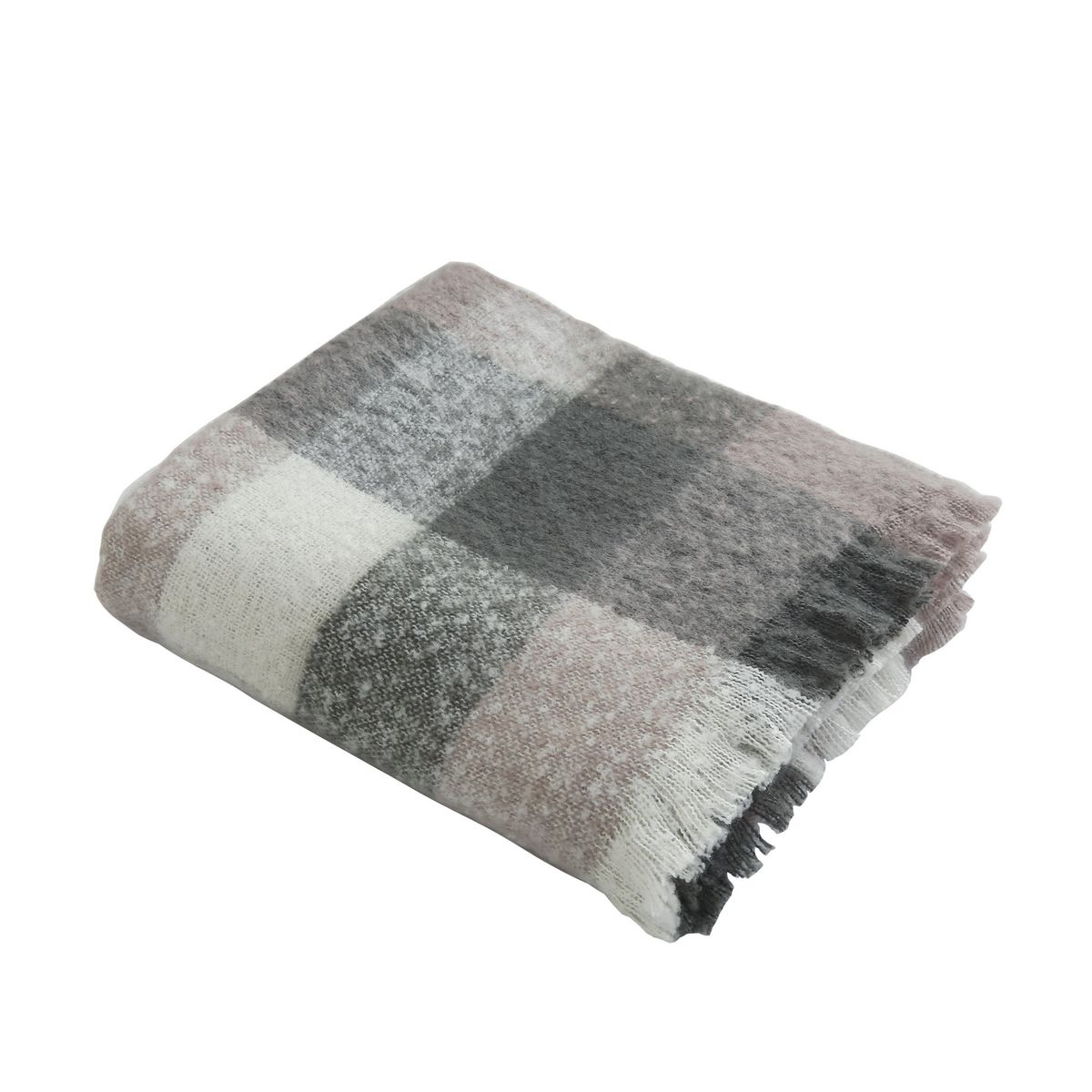 JUST HOME COLLECTION - Manta Piecera  Tejida 130X160 cm Cuadrillé Gris