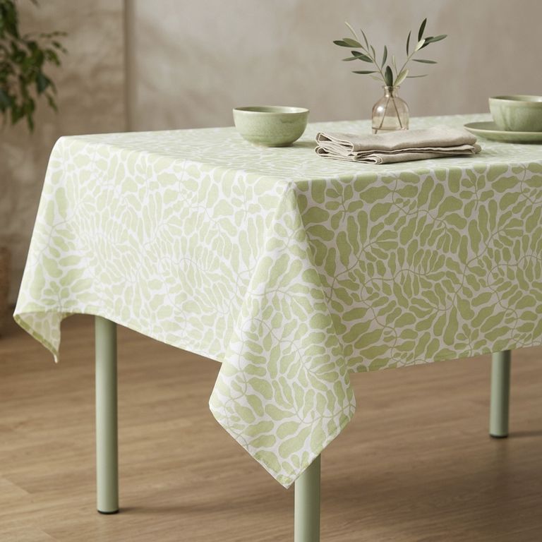 JUST HOME COLLECTION Mantel Rectangular 150x250 cm Terra Hoja Verde/Blanco