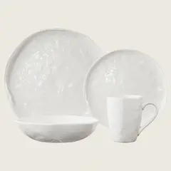 JUST HOME COLLECTION - Juego de Loza 16 Piezas Porcelana Artisan Blanco