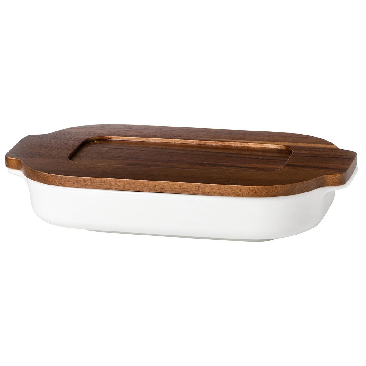 JUST HOME COLLECTION - Asadera Cerámica 33x18.5x7.2 cm Tapa Madera