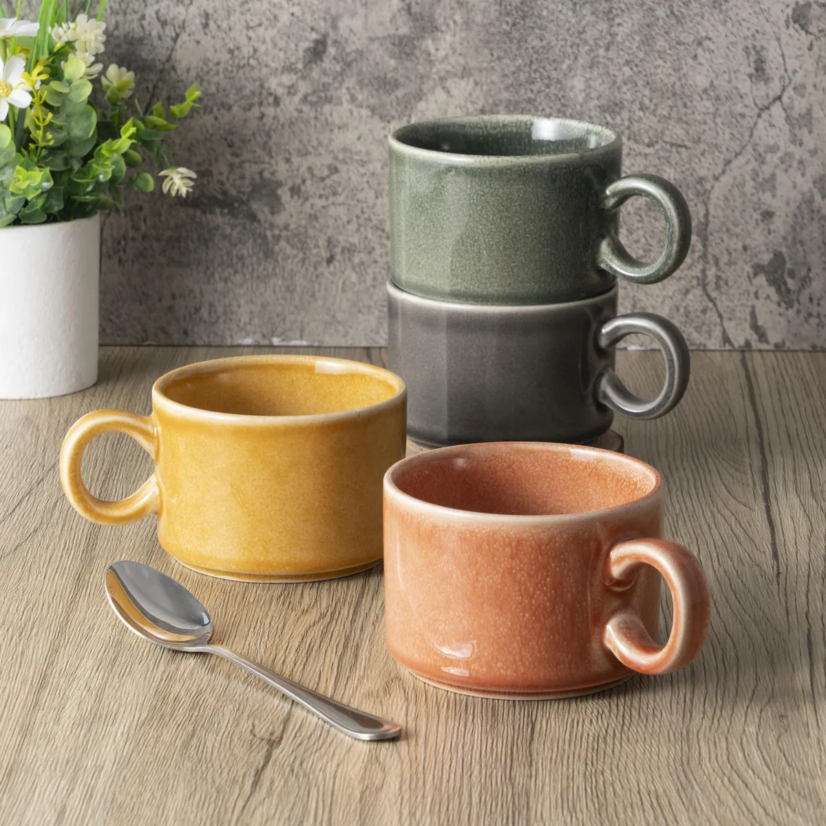 JUST HOME COLLECTION - Mug 290 ml Cerámica Terra Soft Colores Variados