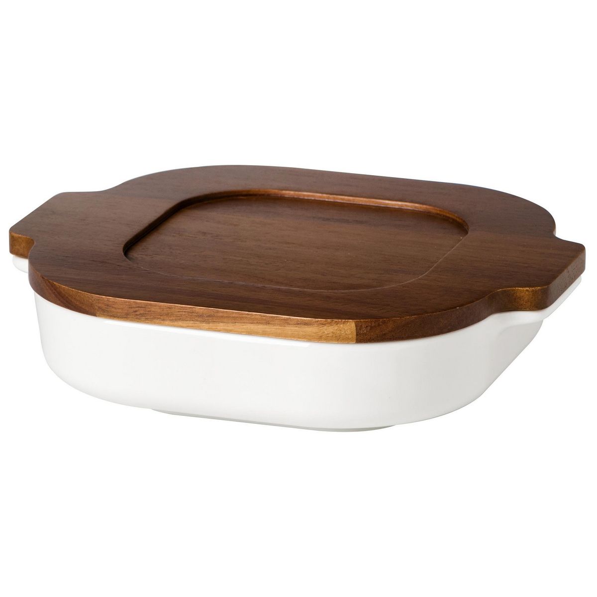 JUST HOME COLLECTION - Asadera Cerámica 26.8x23x6.4 cm Tapa Madera