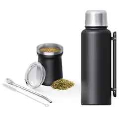 JUST HOME COLLECTION - Set Matero 230 ml + Termo 1 l Negro