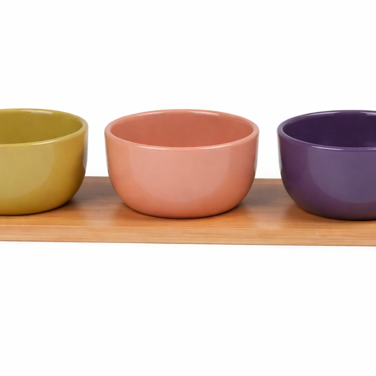 JUST HOME COLLECTION - Set 3 Bowl + base madera Colores Surtidos