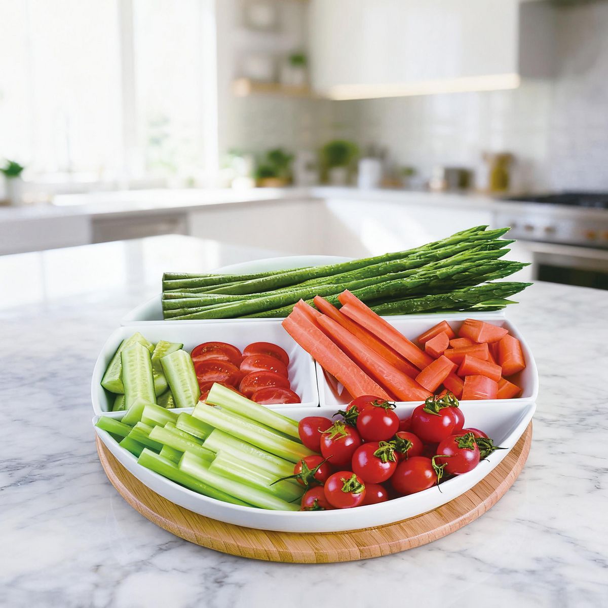 JUST HOME COLLECTION - Set 5 bowls + base bambu servir