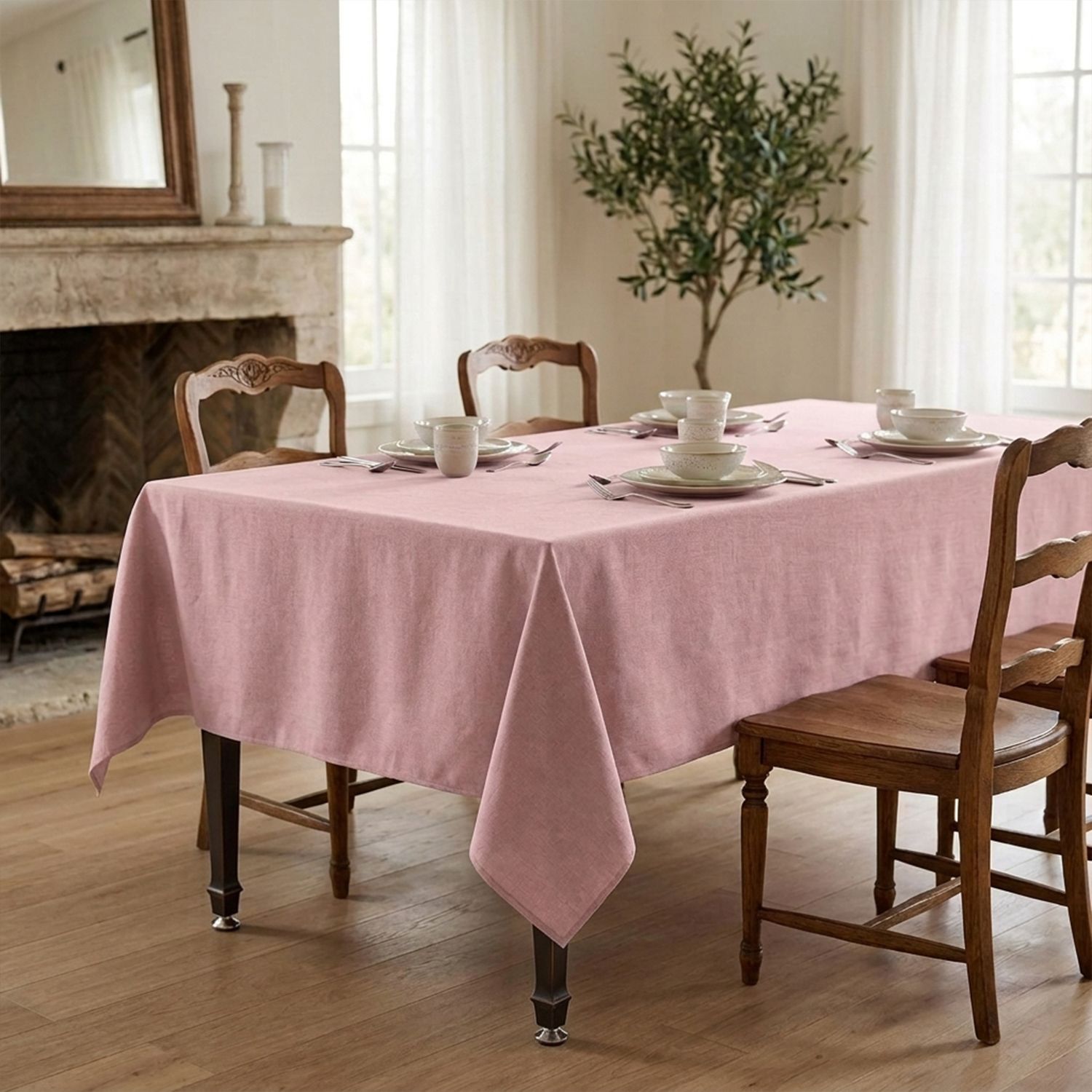Mantel De Cera ANRO: Estampado Amor Rosa Y Gris (140cm Ancho) Lavable Y Resistente Para Interior/Exterior