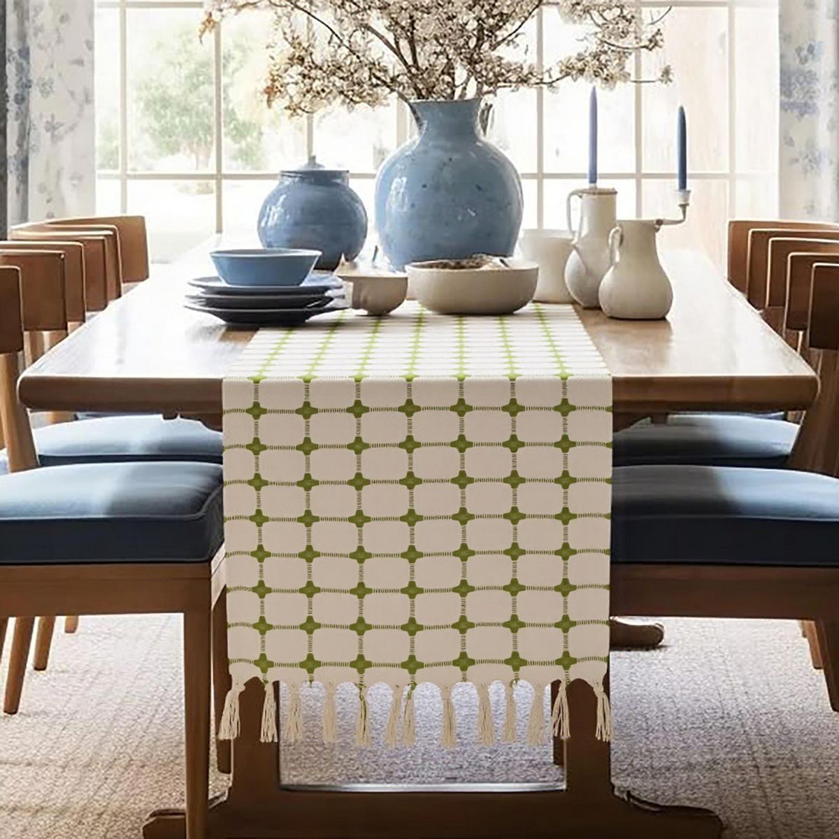 JUST HOME COLLECTION - Camino de Mesa Rectangular 40x160 cm Retro Verde