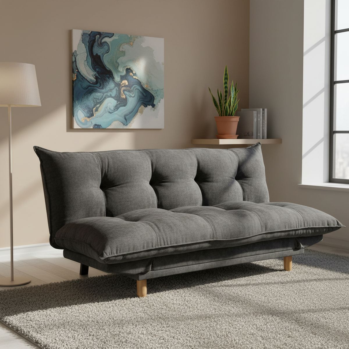 JUST HOME COLLECTION - Futón Pillow Negro 192x100x88 cm