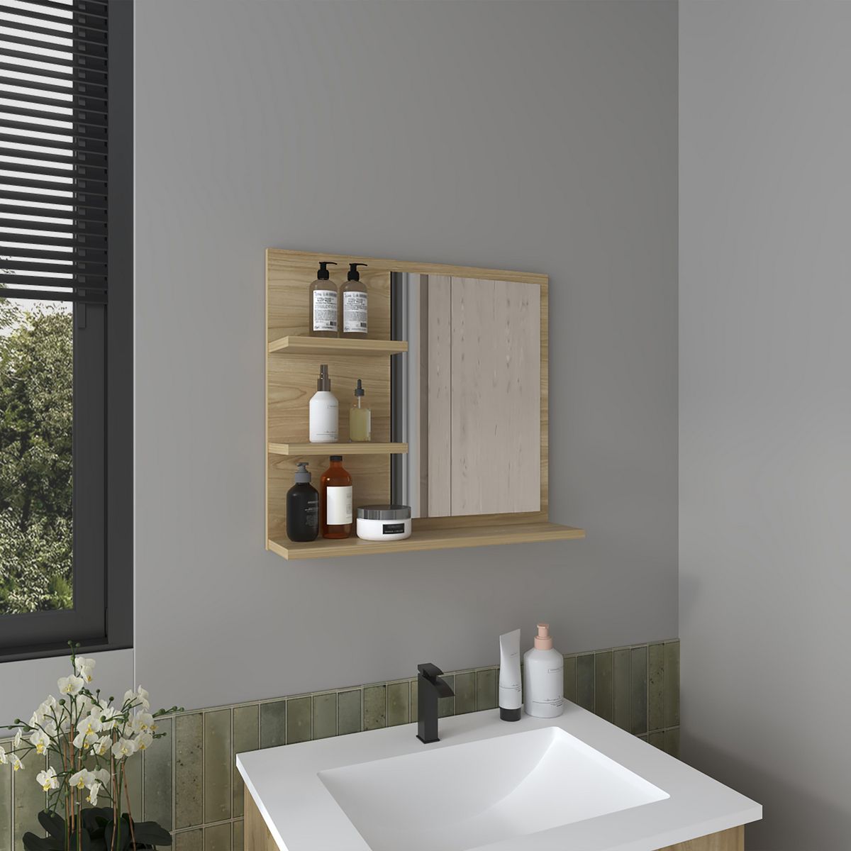 RTA DESIGN - Espejo de baño con repisas Weston 52.7 x 47.9 cm