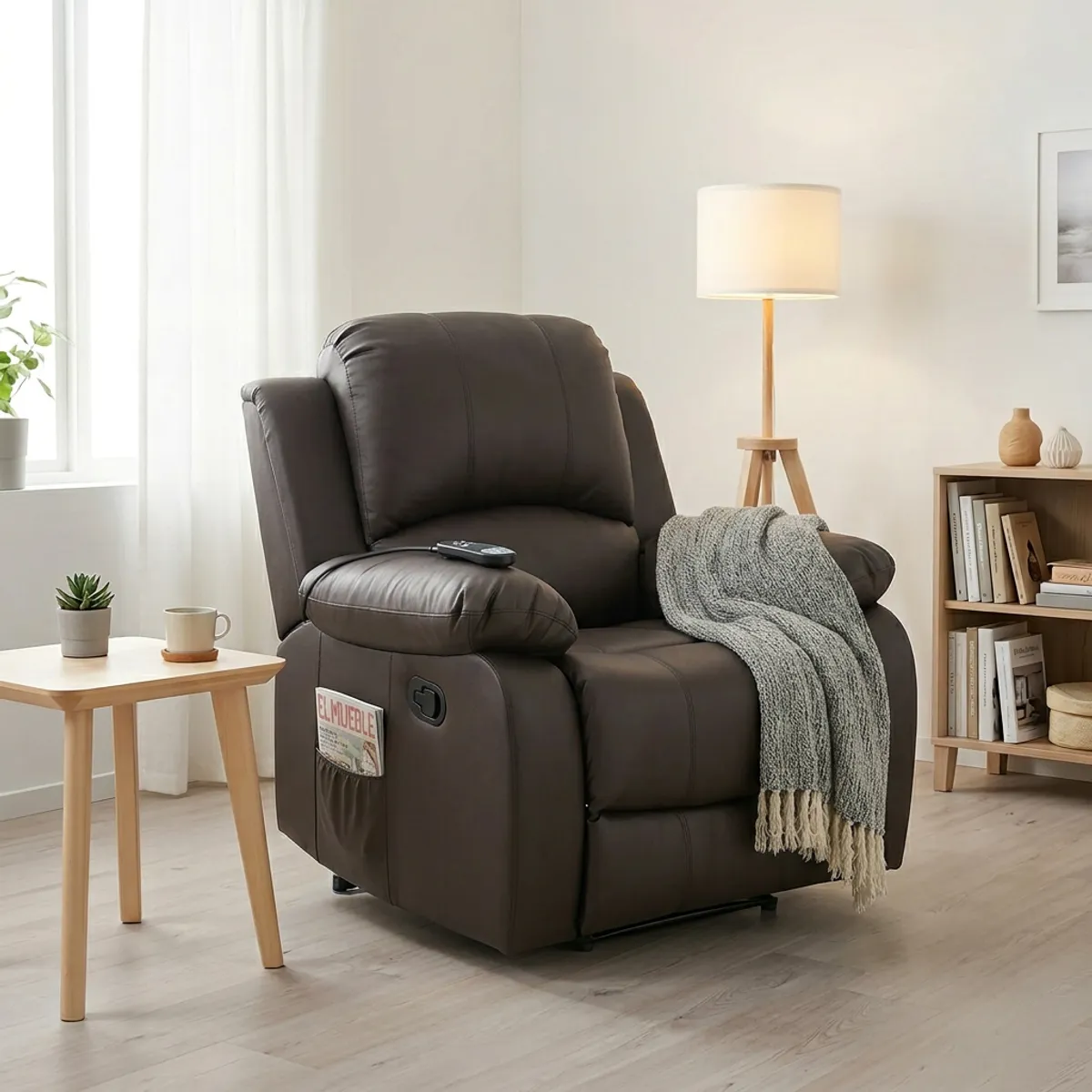 Sofá Reclinable con Masaje y Calentador 1 cuerpo Atlanta 93x101x95 cm Café, marca JUST HOME COLLECTION - Foto Principal