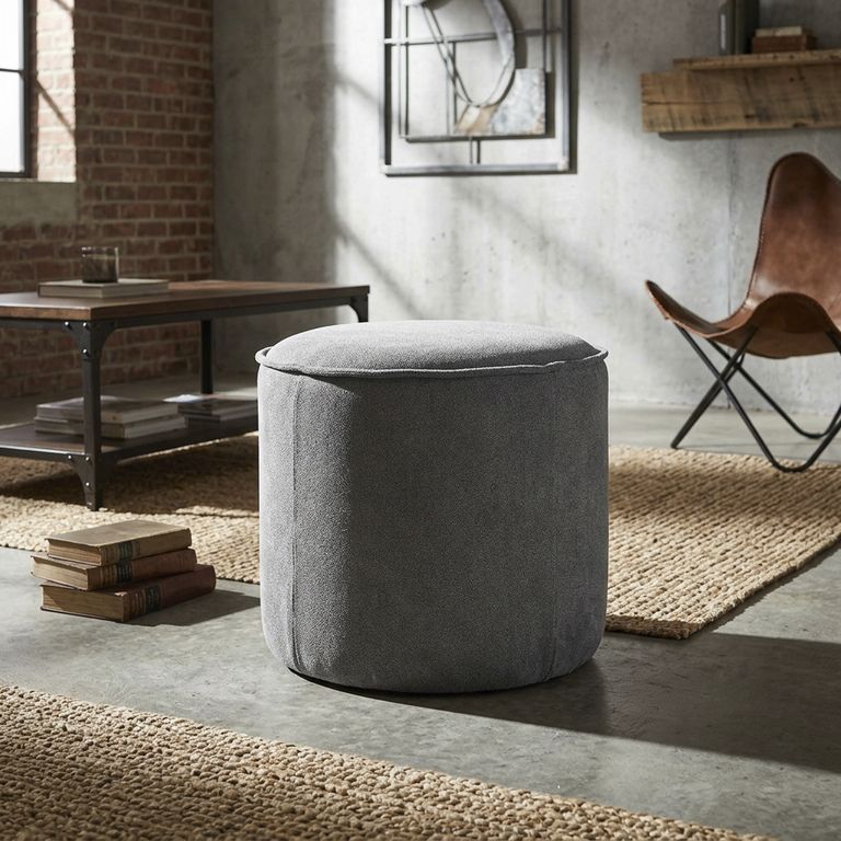 JUST HOME COLLECTION Pouf redondo 40x40x40 cm gris