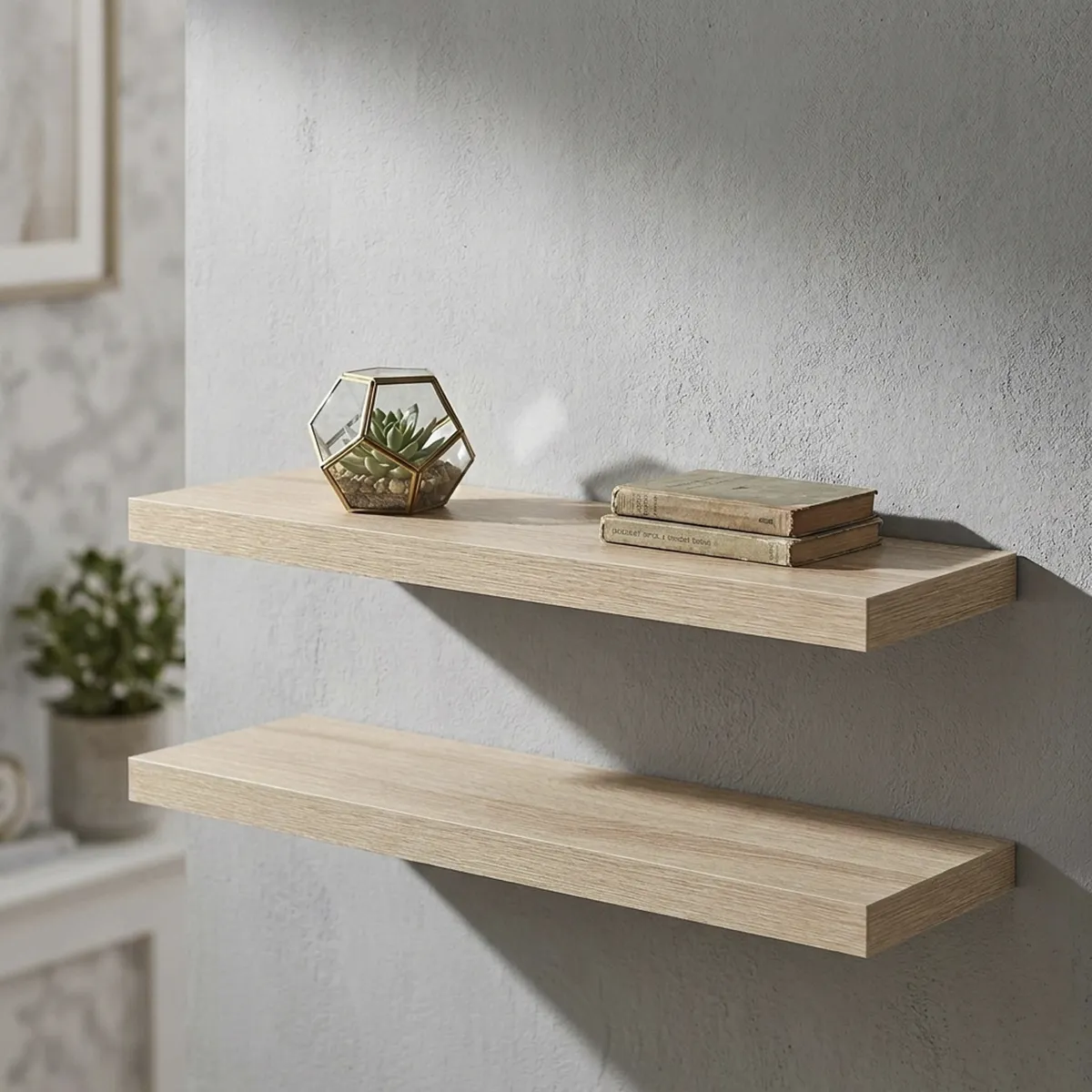 JUST HOME COLLECTION - Set de 2 repisas MDF Nivel(es) 23.5x3.8x80 cm Café/Gris