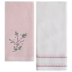 JUST HOME COLLECTION - Set 2 Toalla Visita Blanca Rosada