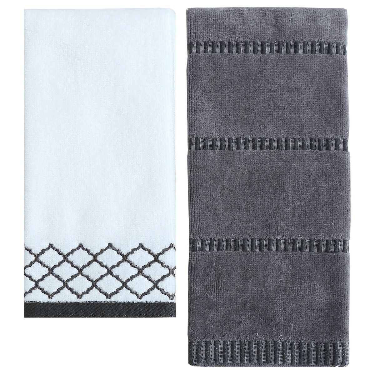 JUST HOME COLLECTION - Set 2 Toalla Visita Grafito Blanco