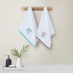 JUST HOME COLLECTION - Set 2 Toalla Visita Flor Bordada 30×50