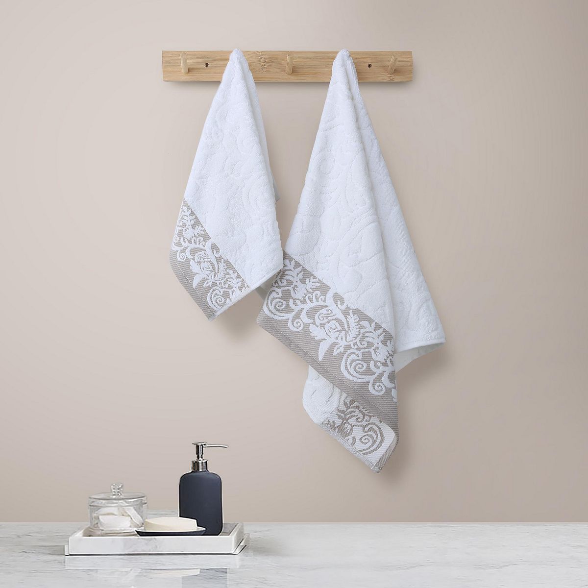 JUST HOME COLLECTION - Set 2 Toallas Cara Mano Beige