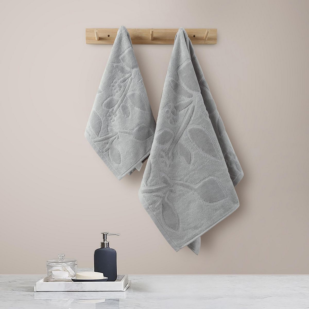 JUST HOME COLLECTION - Set 2 Toallas Cara Mano Gris