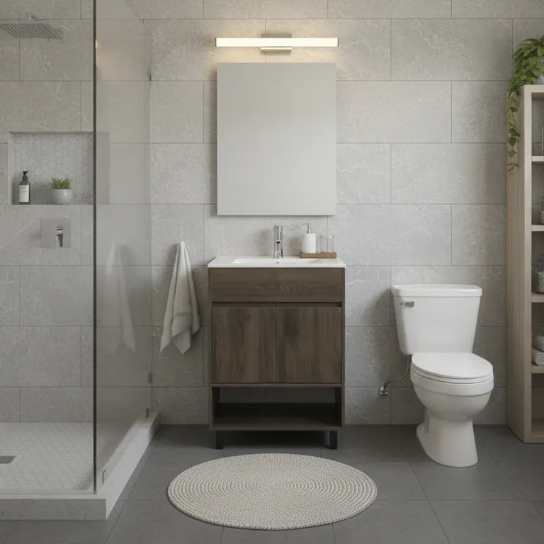 Combo Mueble de baño + Lavamanos + Grifería + Espejo Nero Madera Oscura 60x85x47 cm
