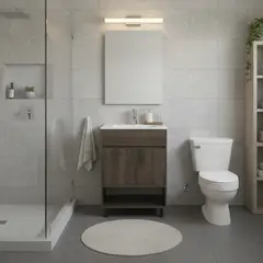 SENSI DACQUA - Combo Mueble de baño + Lavamanos + Grifería + Espejo Nero Madera Oscura 60x85x47 cm