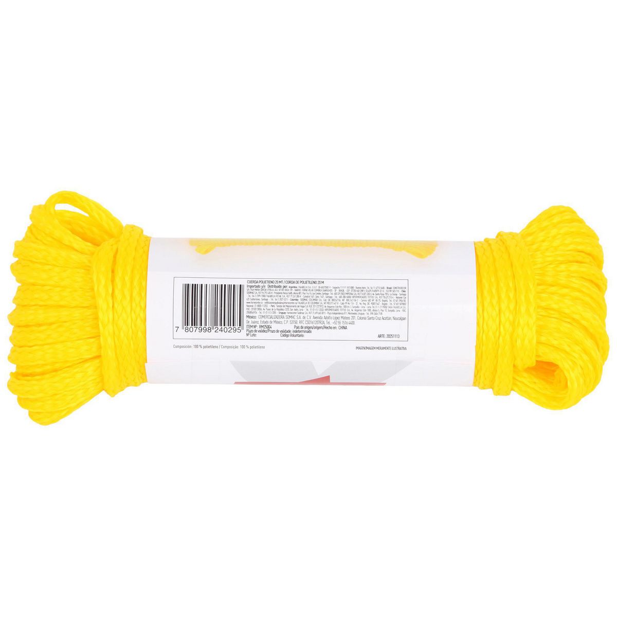 FIXSER - Cuerda Polietileno Cuerda 6 mm 26 cm Amarillo