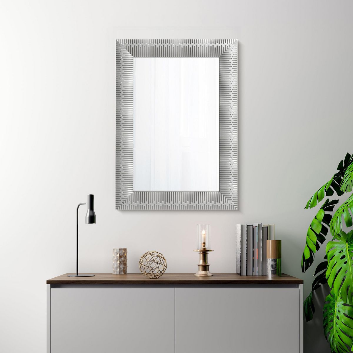 JUST HOME COLLECTION - Espejo Decorativo Forma Rectangular 50x70 cm Plateado SGL-250106S