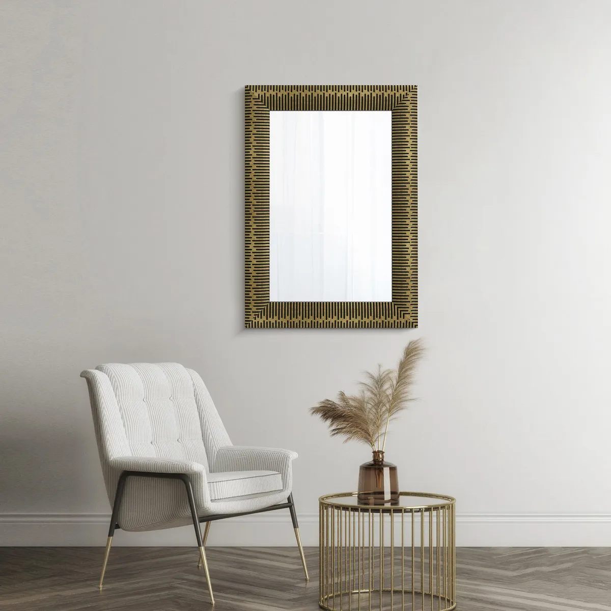 JUST HOME COLLECTION - Espejo Decorativo Forma Rectangular 50x70 cm Dorado