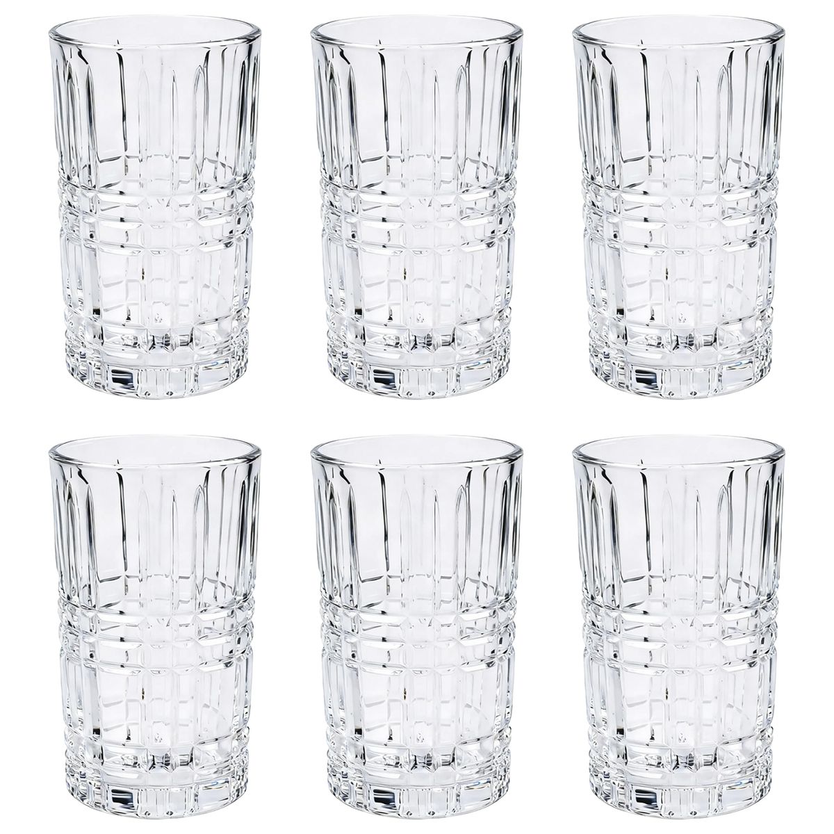 JUST HOME COLLECTION - Set 6 Vasos Altos de Vidrio 340 ml Transparente