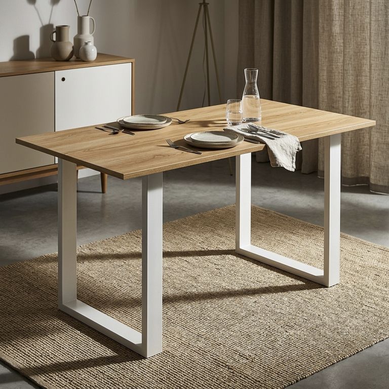 JUST HOME COLLECTION Mesa de comedor Oslo Café/Blanco 80x74.5x160 cm