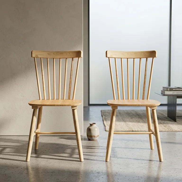 JUST HOME COLLECTION Set 2 Sillas Windsor Madera Café 88,5x46x48 cm