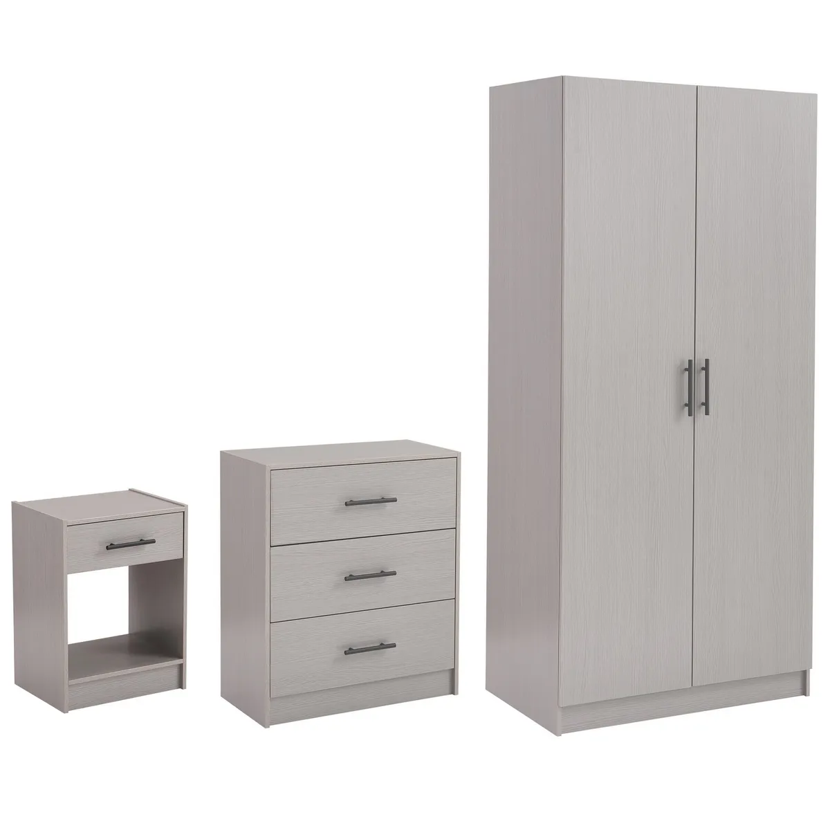 JUST HOME COLLECTION - Combo Clóset + Cómoda + Velador 2 Puerta(s) 4 Cajón(es) 79.4x170.3x49 cm Gris