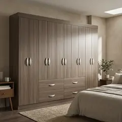 JUST HOME COLLECTION - Clóset 10 Puerta(s) 4 Cajón(es) 3 Repisa(s) 235x183x45 cm Café