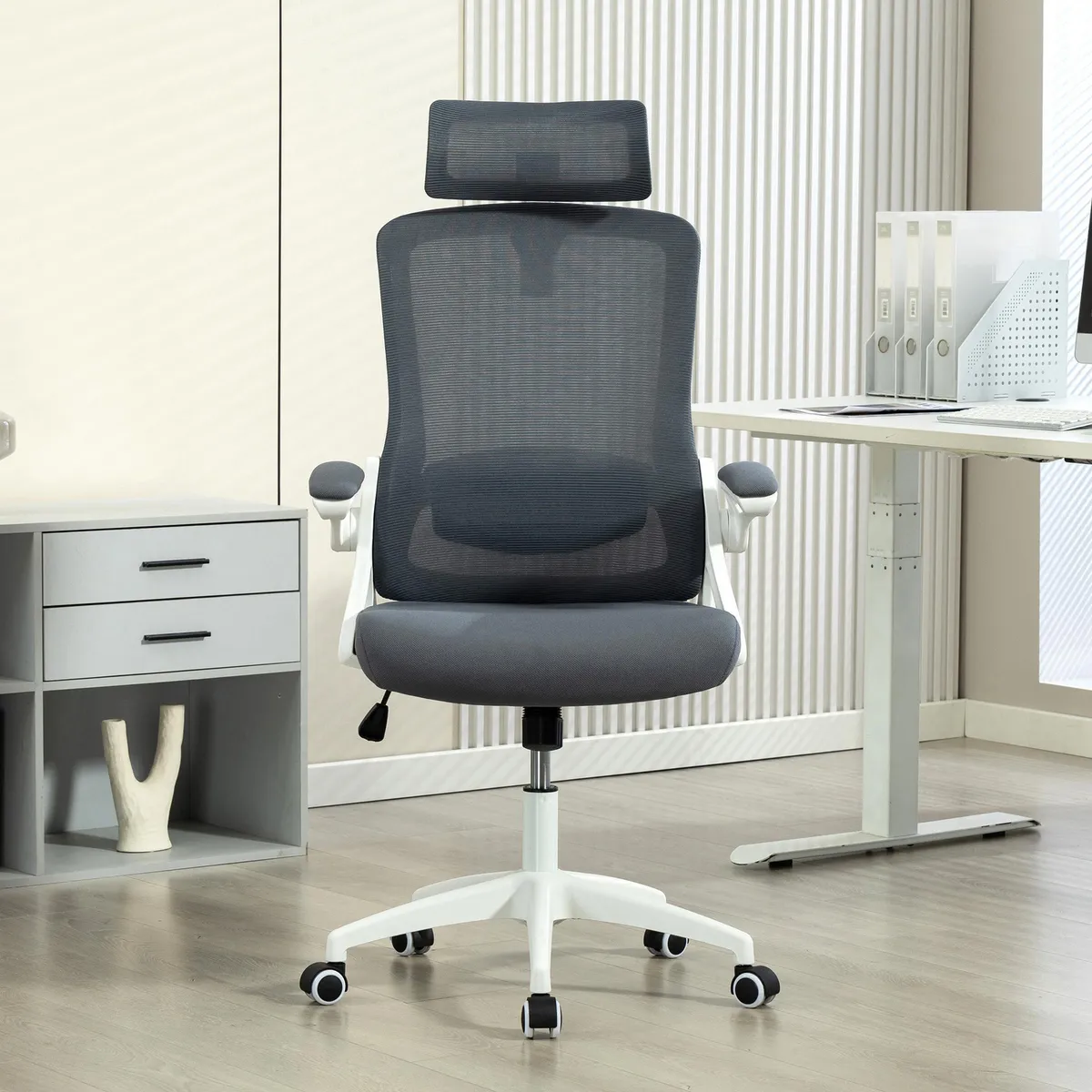 JUST HOME COLLECTION - Silla Escritorio PC Ergonómica Pixel Gris