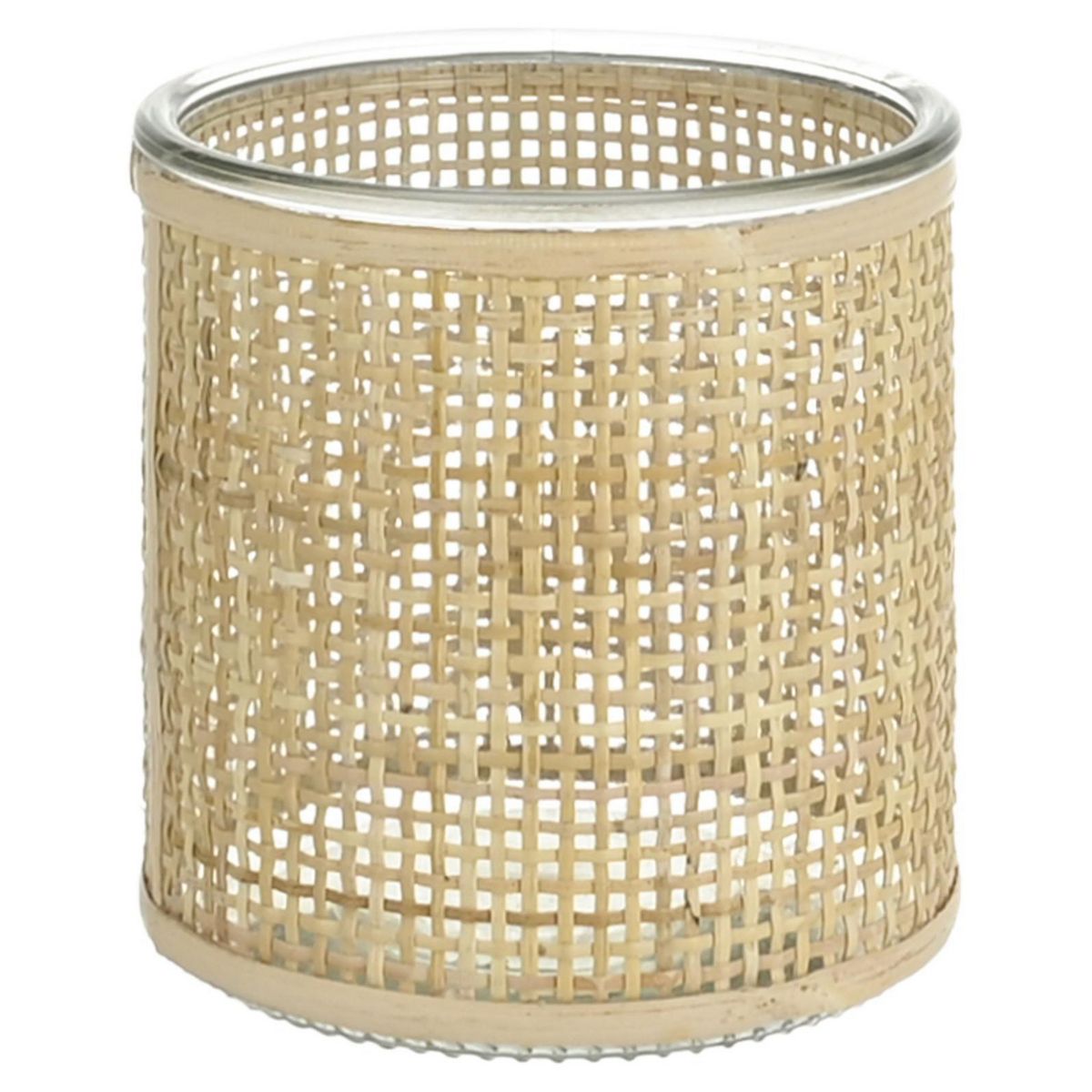 JUST HOME COLLECTION - Portavela vidrio ratán 12 cm
