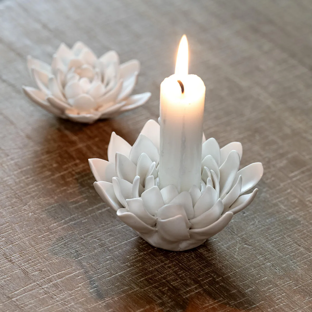 JUST HOME COLLECTION - Portavela cerámica flor 6,5 cm