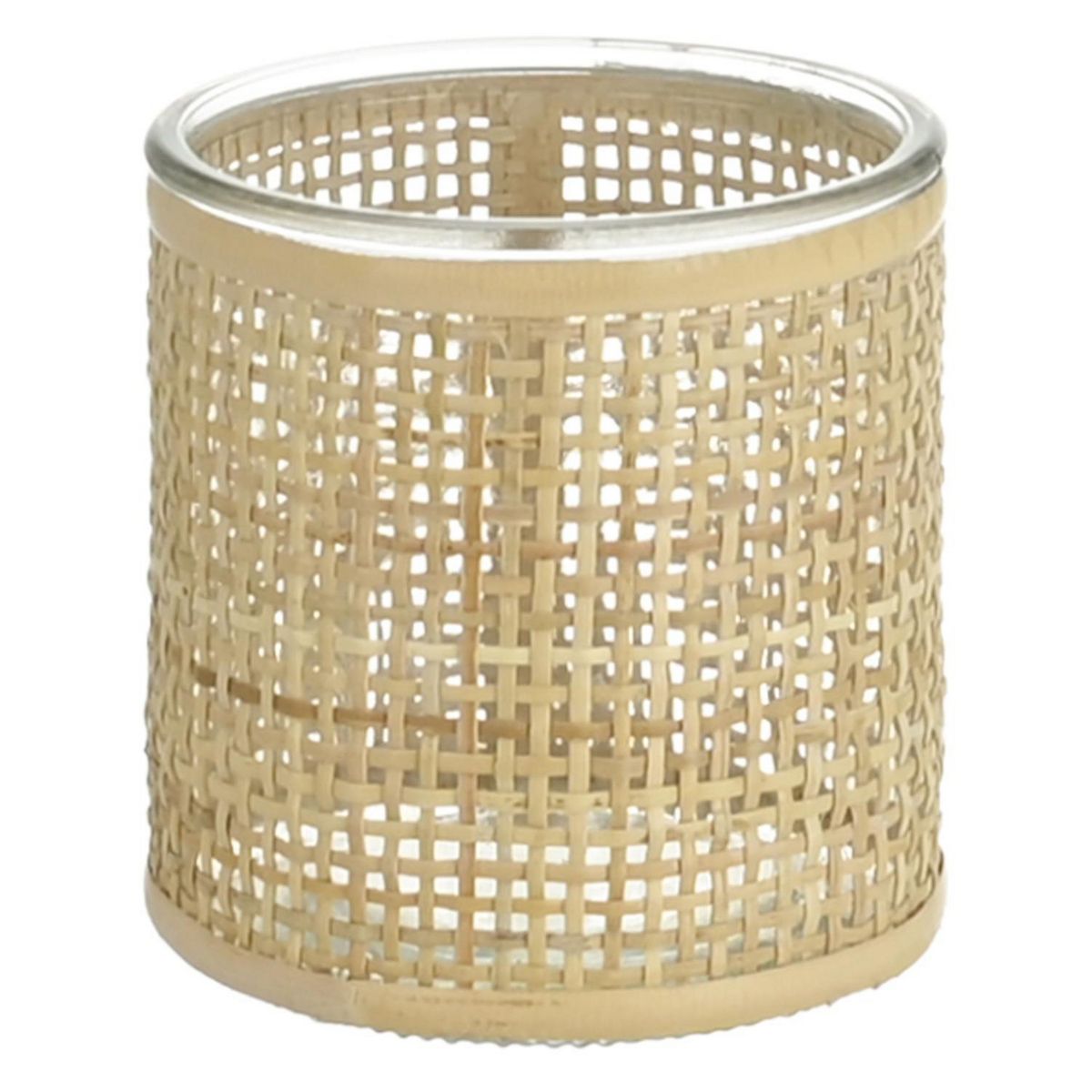 JUST HOME COLLECTION - Portavela vidrio ratan 10 cm