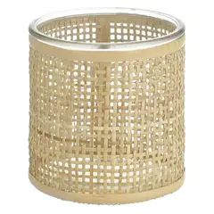 JUST HOME COLLECTION - Portavela vidrio ratan 10 cm