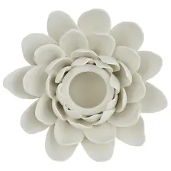 JUST HOME COLLECTION - Portavelas cerámica flor 10 cm