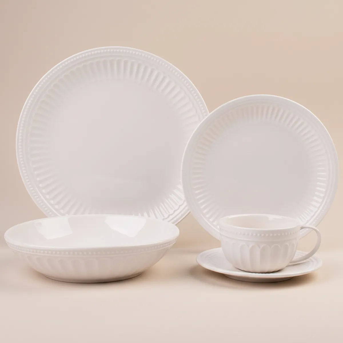 JUST HOME COLLECTION - Juego de Vajilla Blanco 30 Piezas 6 Personas Royal Sibu
