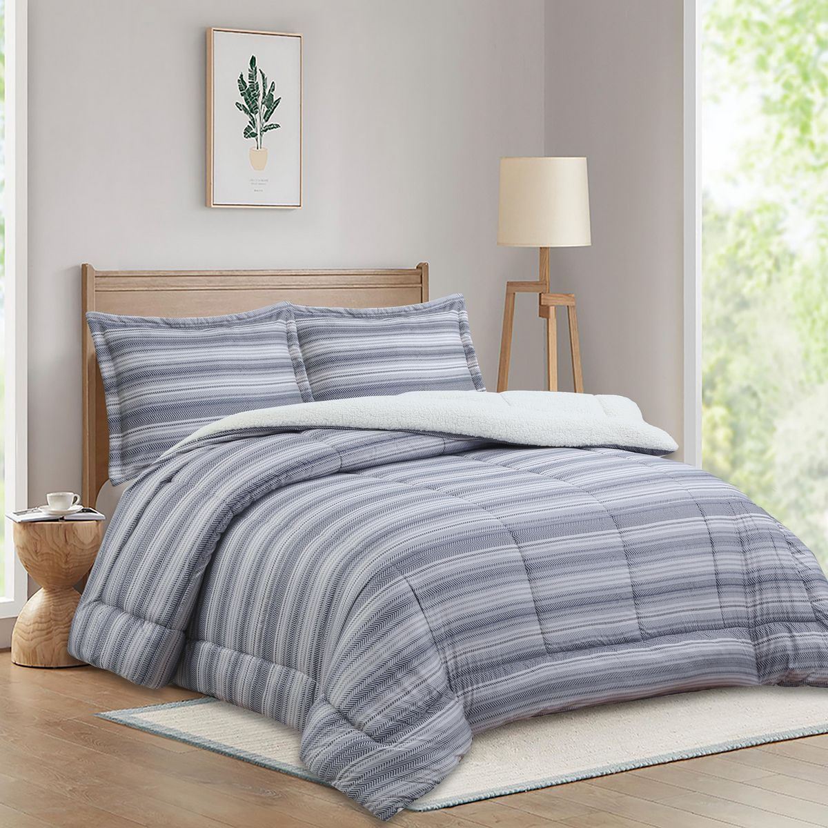 JUST HOME COLLECTION - Plumon Sherpa Rayas 2 Plazas / 1.5 Plazas / King