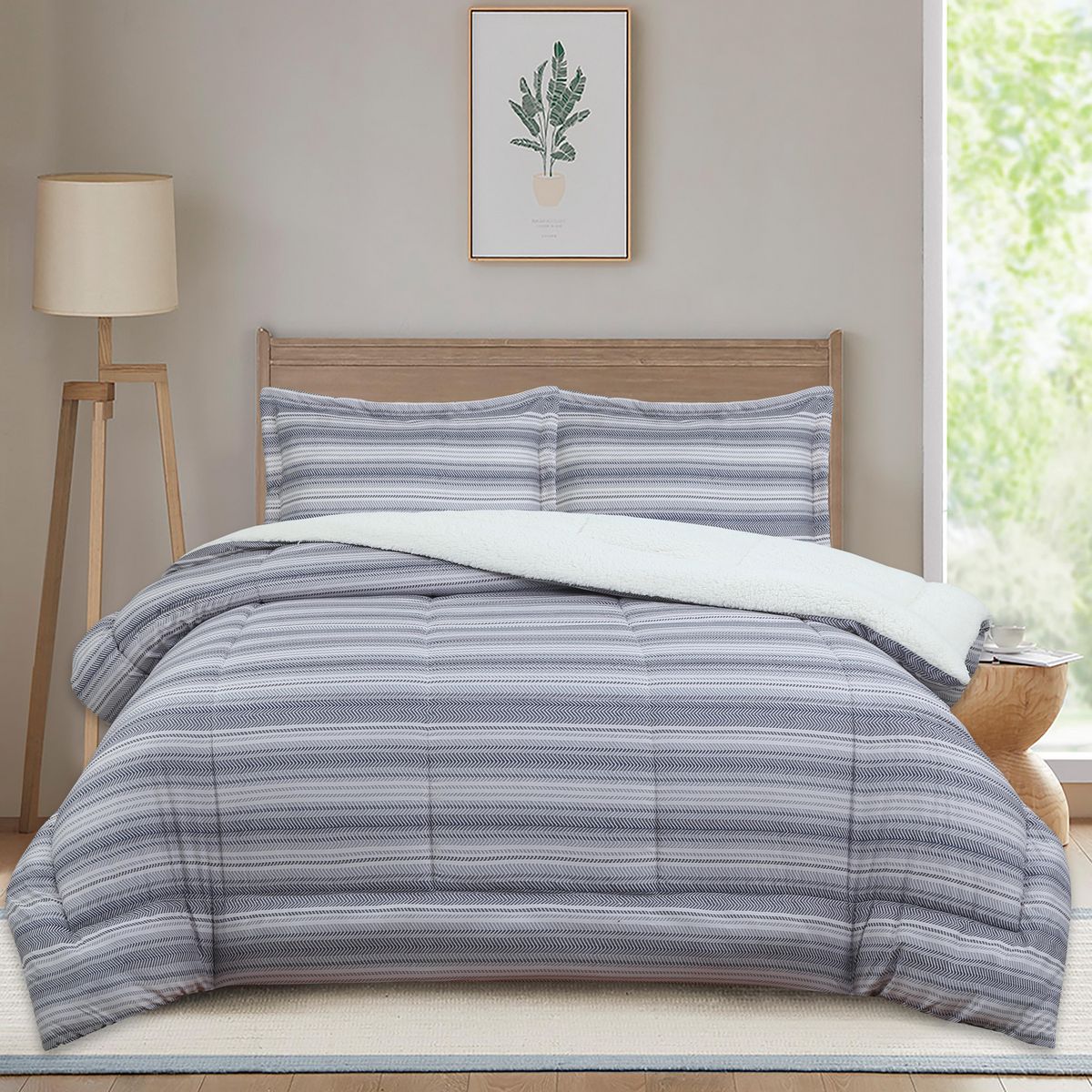 JUST HOME COLLECTION - Plumon Sherpa Rayas 2 Plazas / 1.5 Plazas / King
